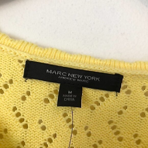 NEW NWT MARC NEW YORK Bright Yellow Sweater Cropped Cottagecore Boho 100% Cotton - Picture 5 of 9